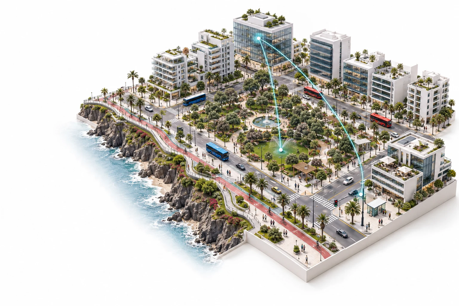 Ilustración conceptual generada con IA, no representa la geografía real de San Isidro